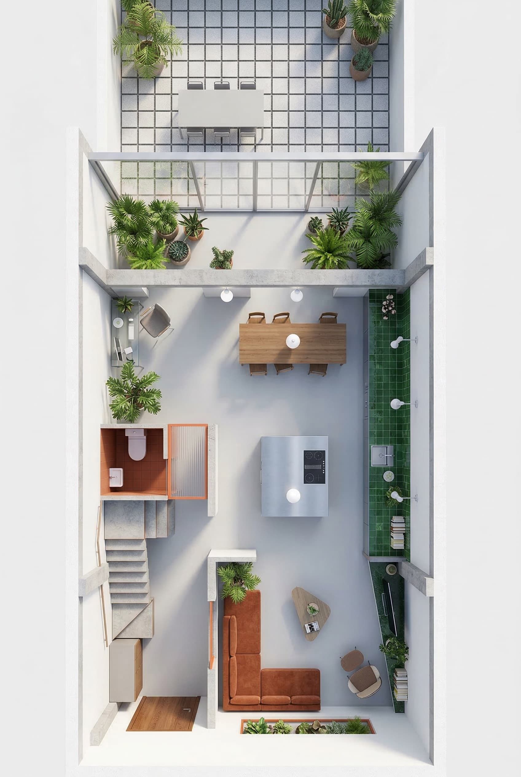 Example of a generated interior design render from a floor plan