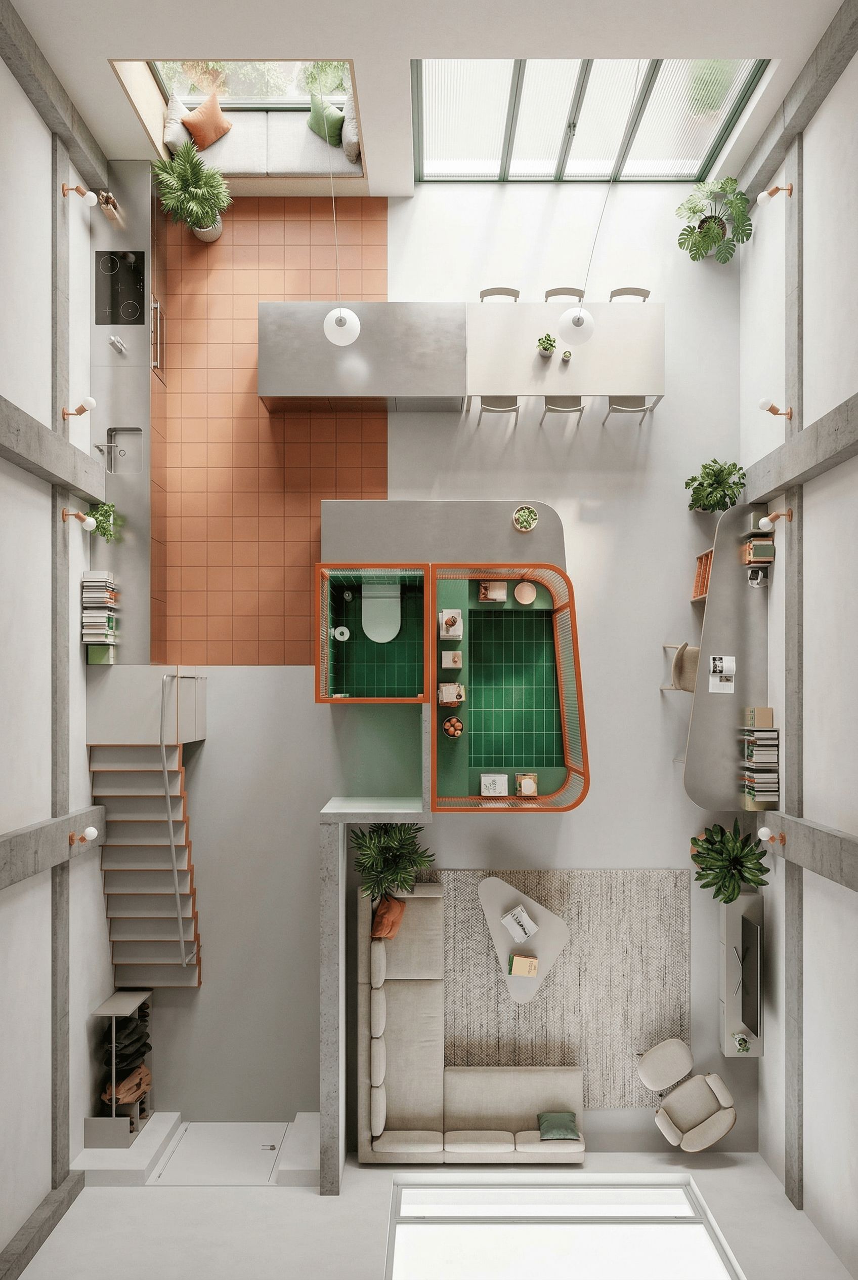 Example of a generated interior design render from a floor plan